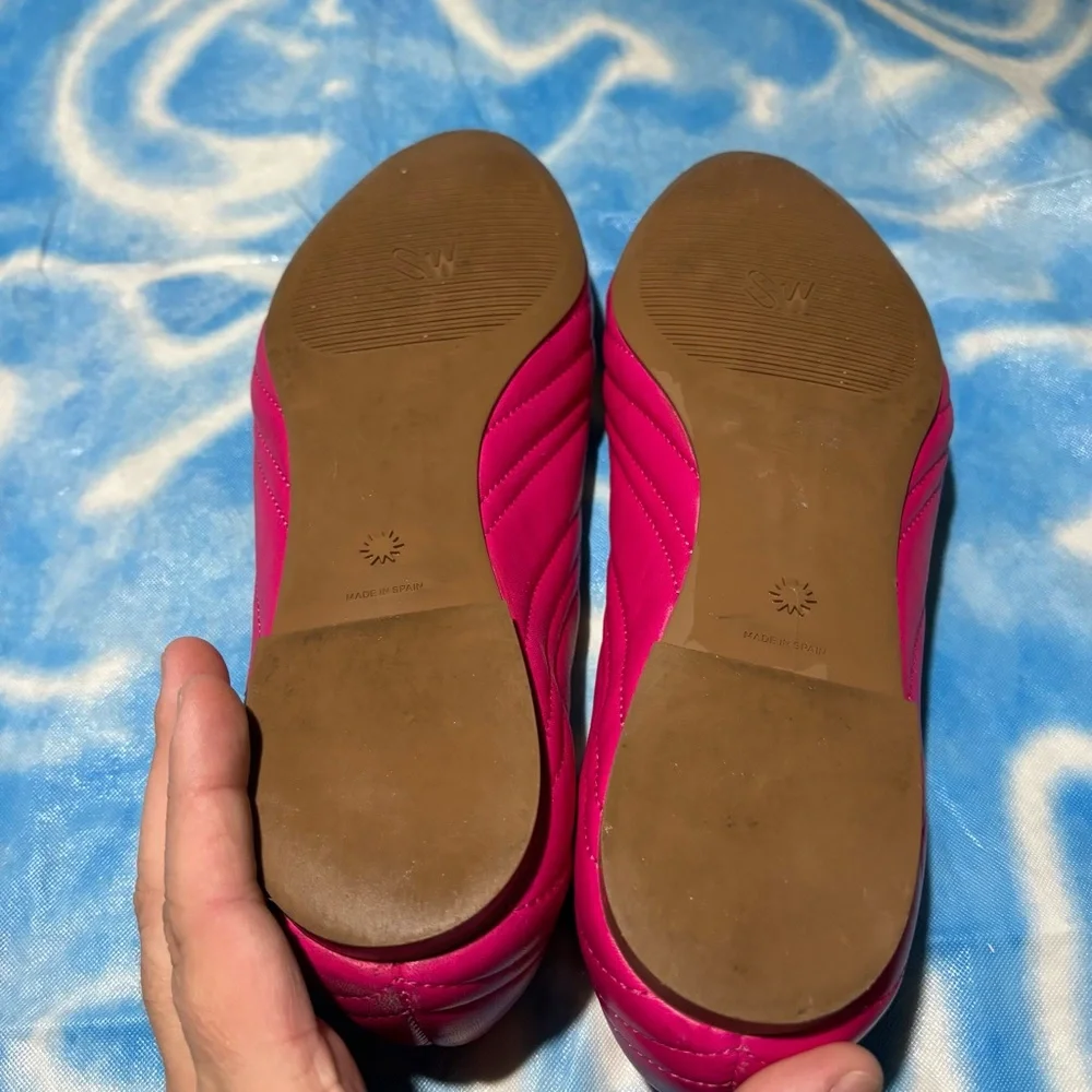 Stuart Weitzman Pink Quilted Flats with Gold Accents - Picture 4 of 8